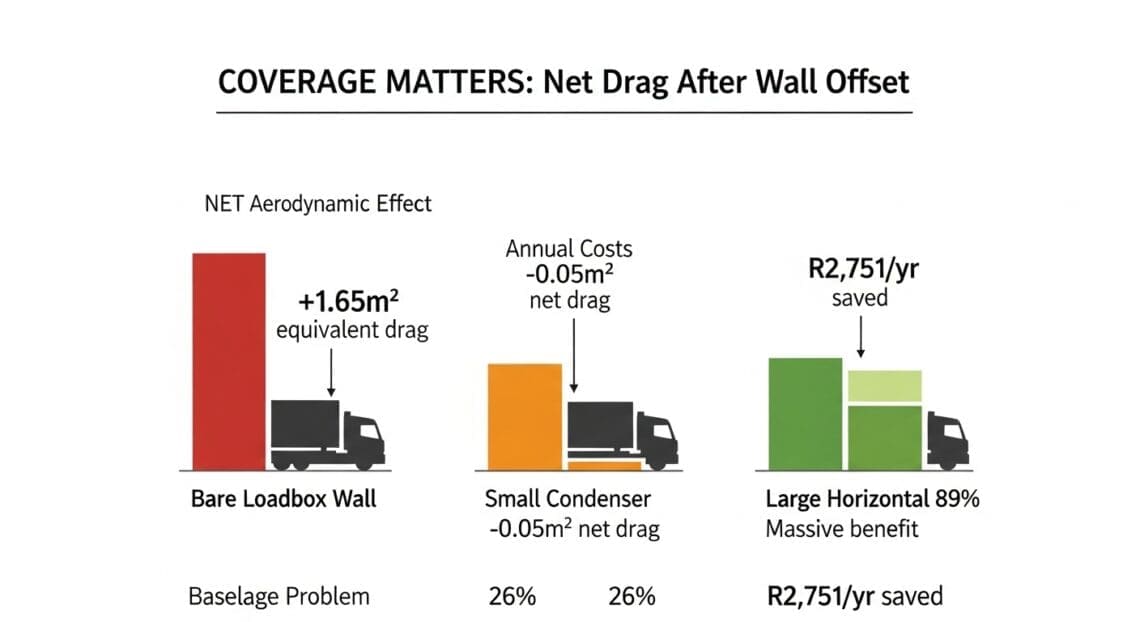 The Aerodynamic Cost of Larger Condensers: The Fairing Effect Nobody Calculated